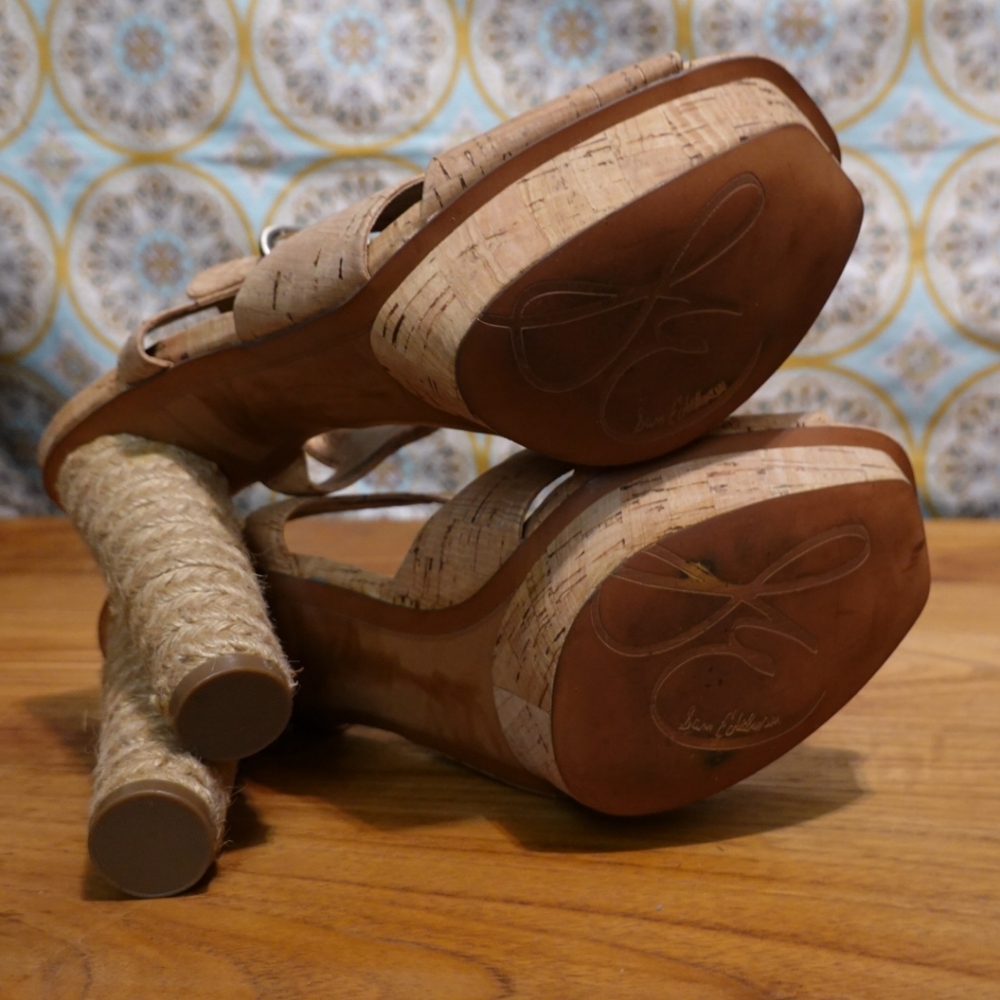 SAM EDELMAN Mabel Cork Platform  Heeled Sandals, size 7 - Picture 5 of 8